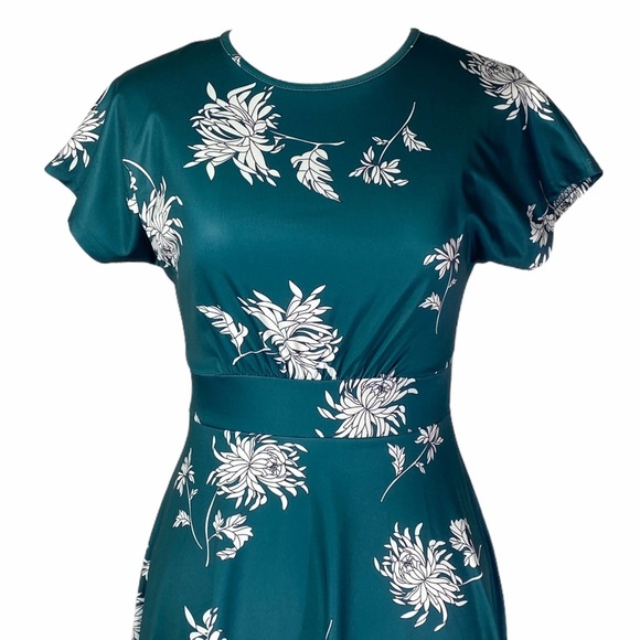 Homeyee floral casual A-Line midi dress size 4 - Picture 3 of 9